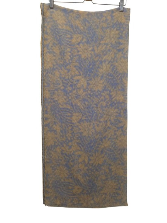 Épice Accessories - Épice Paris 100% Wool Blue Gold Floral Sheer Fringe Super-Soft Scarf Shawl 33x76